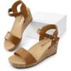 imageDREAM PAIRS Womens Open Toe Buckle Ankle Strap Platform Wedge Sandals Women 2025CamelPu