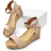 imageDREAM PAIRS Womens Open Toe Buckle Ankle Strap Platform Wedge Sandals Women 2025NudePu