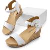 imageDREAM PAIRS Womens Open Toe Buckle Ankle Strap Platform Wedge Sandals Women 2025WhitePu