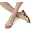 imageDREAM PAIRS Womens Open Toe Elastic Ankle Strap Flat Summer SandalsGold