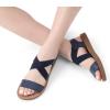 imageDREAM PAIRS Womens Open Toe Elastic Ankle Strap Flat Summer SandalsNavy
