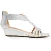 imageDREAM PAIRS Womens Open Toe Low Wedges Sandals Rhinestone Strappy Zipper Dress Shoes Summer Wedding Party Travel ShoesSilver