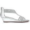 imageDREAM PAIRS Womens Open Toe Low Wedges Sandals Rhinestone Strappy Zipper Dress Shoes Summer Wedding Party Travel ShoesSilverpat