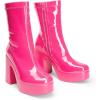imageDREAM PAIRS Womens Platform Gogo Ankle Boots High Chunky Block Heel Square Toe Booties ShoesHot Pinkpat