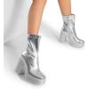 imageDREAM PAIRS Womens Platform Gogo Ankle Boots High Chunky Block Heel Square Toe Booties ShoesSilver