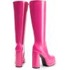 imageDREAM PAIRS Womens Platform Heeled Knee High Boots Long Chunky Tall Gogo Boots for FallHot Pinkpat