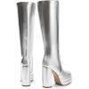 imageDREAM PAIRS Womens Platform Heeled Knee High Boots Long Chunky Tall Gogo Boots for FallMetallic Silver