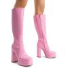 imageDREAM PAIRS Womens Platform Heeled Knee High Boots Long Chunky Tall Gogo Boots for FallPink