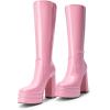 imageDREAM PAIRS Womens Platform Heeled Knee High Boots Long Chunky Tall Gogo Boots for FallPink