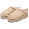 imageDREAM PAIRS Womens Platform Slippers Genuine Suede Slipon Warm FuzzyEasy Autumn Winter Fluffy Comfy Furry Shoes for Outdoor IndoorNude
