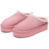 imageDREAM PAIRS Womens Platform Slippers Genuine Suede Slipon Warm FuzzyEasy Autumn Winter Fluffy Comfy Furry Shoes for Outdoor IndoorPink