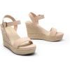 imageDREAM PAIRS Womens Platform Wedges Sandals Comfortable Open Toe Espadrilles Sandals Dressy Buckle Ankle Strap Summer ShoesAll Nude