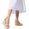 imageDREAM PAIRS Womens Platform Wedges Sandals Comfortable Open Toe Espadrilles Sandals Dressy Buckle Ankle Strap Summer ShoesNude