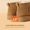 imageDREAM PAIRS Womens Platform Winter Snow Boots Genuine Suede Water Resistant Mini Ankle Boots Stable Lightweight Booties AntiSlip with Memory Foam Outdoor FuzzyChestnut