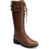 imageDREAM PAIRS Womens Pu Knee High Riding Combat BootsLight Brown