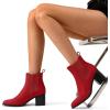 imageDREAM PAIRS Womens Retro Elastic Chelsea Ankle Boots Fashion Low Chunky Block Heel Pointed Toe Fall Heeled Booties ShoesRedsuede