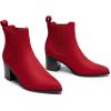 imageDREAM PAIRS Womens Retro Elastic Chelsea Ankle Boots Fashion Low Chunky Block Heel Pointed Toe Fall Heeled Booties ShoesRedsuede