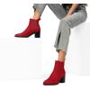 imageDREAM PAIRS Womens Retro Elastic Chelsea Ankle Boots Fashion Low Chunky Block Heel Pointed Toe Fall Heeled Booties ShoesRedsuede