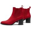 imageDREAM PAIRS Womens Retro Elastic Chelsea Ankle Boots Fashion Low Chunky Block Heel Pointed Toe Fall Heeled Booties ShoesRedsuede