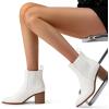imageDREAM PAIRS Womens Retro Elastic Chelsea Ankle Boots Fashion Low Chunky Block Heel Pointed Toe Fall Heeled Booties ShoesWhitepu
