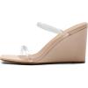 imageDREAM PAIRS Womens Slides Wedge Sandals Two Strap Square Open Toe Dress ShoesNudeClear