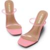 imageDREAM PAIRS Womens Slides Wedge Sandals Two Strap Square Open Toe Dress ShoesPinkClear