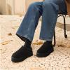 imageDREAM PAIRS Womens Slippers Platform Genuine Suede SlipOn Memory Foam Cozy Fluffy Warm Comfy Furry House Shoes for Outdoor IndoorBlack
