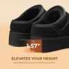 imageDREAM PAIRS Womens Slippers Platform Genuine Suede SlipOn Memory Foam Cozy Fluffy Warm Comfy Furry House Shoes for Outdoor IndoorBlack