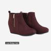 imageDREAM PAIRS Womens Suede Low Wedges Ankle BootsBurgundySuede