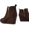 imageDREAM PAIRS Womens Suede Low Wedges Ankle BootsCoffeeSuede