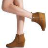 imageDREAM PAIRS Womens Suede Low Wedges Ankle BootsTanSuede