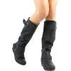 imageDREAM PAIRS Womens Wide Calf Knee High Boots Furlined Low Hidden Wedge BootsBlack