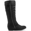 imageDREAM PAIRS Womens Wide Calf Knee High Boots Furlined Low Hidden Wedge BootsBlackSuede