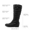 imageDREAM PAIRS Womens Wide Calf Knee High Boots Furlined Low Hidden Wedge BootsBlackSuede