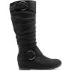 imageDREAM PAIRS Womens Wide Calf Knee High Boots Furlined Low Hidden Wedge BootsBlackSuede