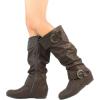 imageDREAM PAIRS Womens Wide Calf Knee High Boots Furlined Low Hidden Wedge BootsBrown