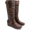 imageDREAM PAIRS Womens Wide Calf Knee High Boots Furlined Low Hidden Wedge BootsBrown