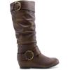 imageDREAM PAIRS Womens Wide Calf Knee High Boots Furlined Low Hidden Wedge BootsBrown