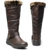 imageDREAM PAIRS Womens Winter Fully Fur Lined Zipper Closure Snow Knee High BootsBrownPu