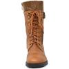 imageDREAM PAIRS Womens Winter Lace up Mid Calf Combat Riding Military BootsCamel