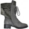 imageDREAM PAIRS Womens Winter Lace up Mid Calf Combat Riding Military BootsGrey