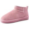 imageDREAM PAIRS Ankle Winter Mini Boots for Women Genuine Suede Faux Fur Lining Water Resistant Warm Snow Boots Slip On Memory Foam Comfort Booties FuzzyClassicPink