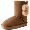 imageDREAM PAIRS Girls Boots Kids Boys Winter Snow Suede Mid Calf Boots Faux Fur Lined FuzzyChic Kids Lolly for Little KidBig KidLight Brown
