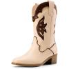imageDREAM PAIRS Girls Cowgirl Cowboy Boots Western Fashion Mid Calf BootsKhakiBrown