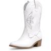 imageDREAM PAIRS Girls Cowgirl Cowboy Boots Western Fashion Mid Calf BootsWhite