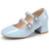 imageDREAM PAIRS Girls Dress Shoes Mary Jane Double Straps High Heel Easter Wedding Party Church Princess Communion Pumps for LittleBig KidsLight Blue