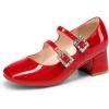 imageDREAM PAIRS Girls Dress Shoes Mary Jane Double Straps High Heel Easter Wedding Party Church Princess Communion Pumps for LittleBig KidsRed