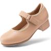 imageDREAM PAIRS Girls Tap Shoes Easy Strap Dance Shoes Girls Mary Jane Flats for ToddlerLittle KidBig KidTan
