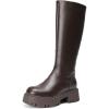 imageDREAM PAIRS Knee High Boots Comfortable Chunky Platform RoundToe Side Zip Boots for WomenBrown