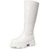 imageDREAM PAIRS Knee High Boots Comfortable Chunky Platform RoundToe Side Zip Boots for WomenWhite